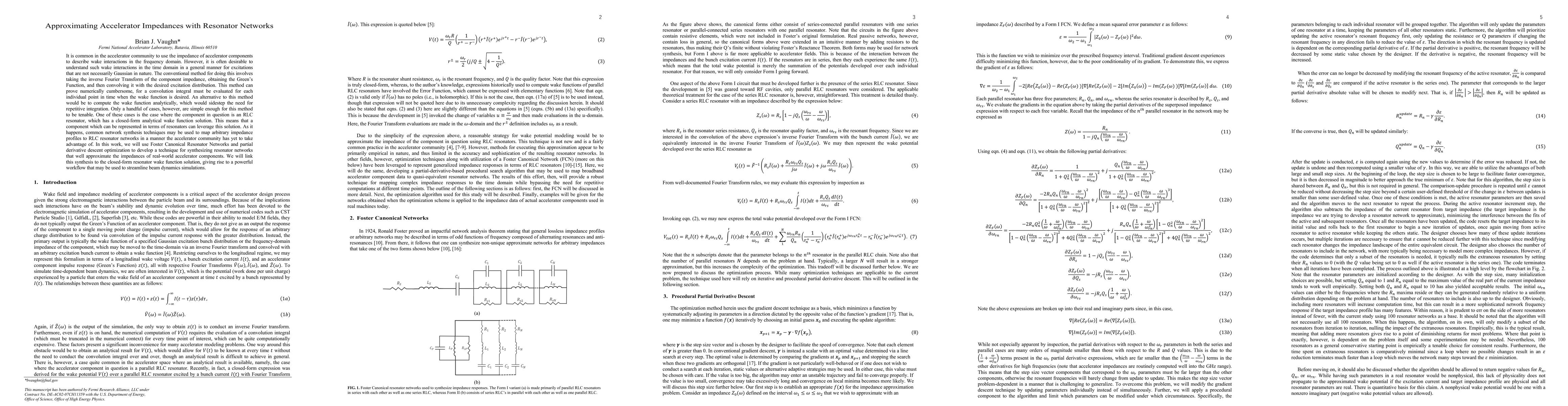Thumbnail for Approximating Accelerator Impedances with Resonator Networks