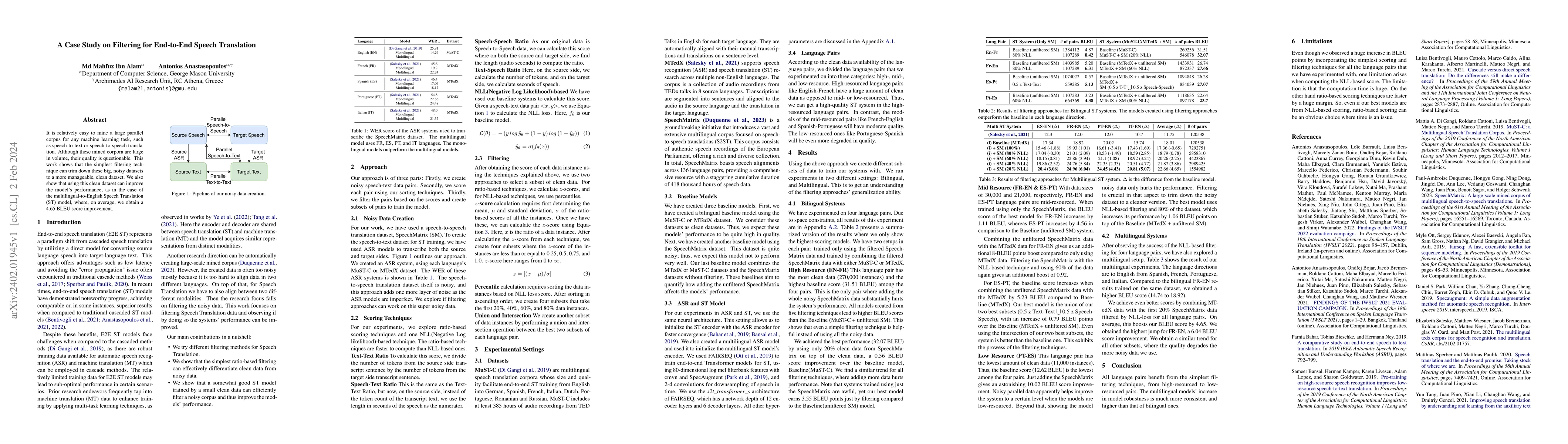 Thumbnail for A Case Study on Filtering for End-to-End Speech Translation