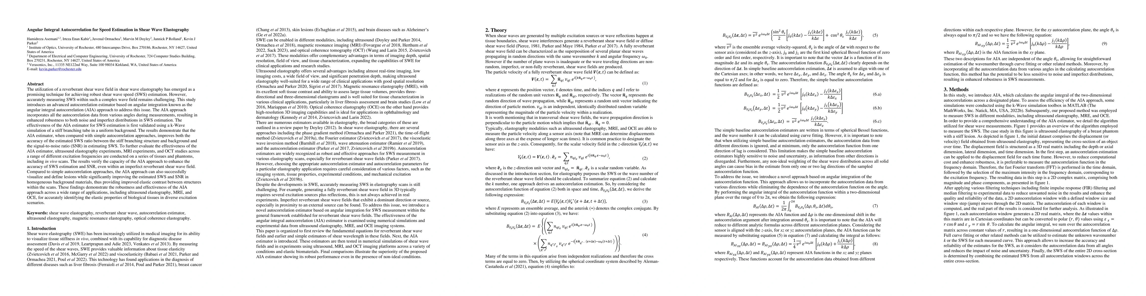 Thumbnail for Angular Integral Autocorrelation for Speed Estimation in Shear Wave
  Elastography