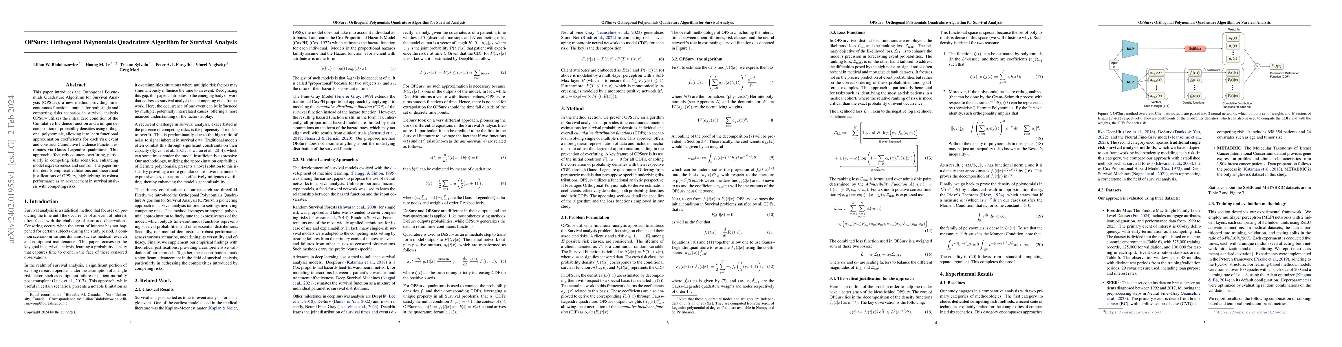 Thumbnail for OPSurv: Orthogonal Polynomials Quadrature Algorithm for Survival
  Analysis