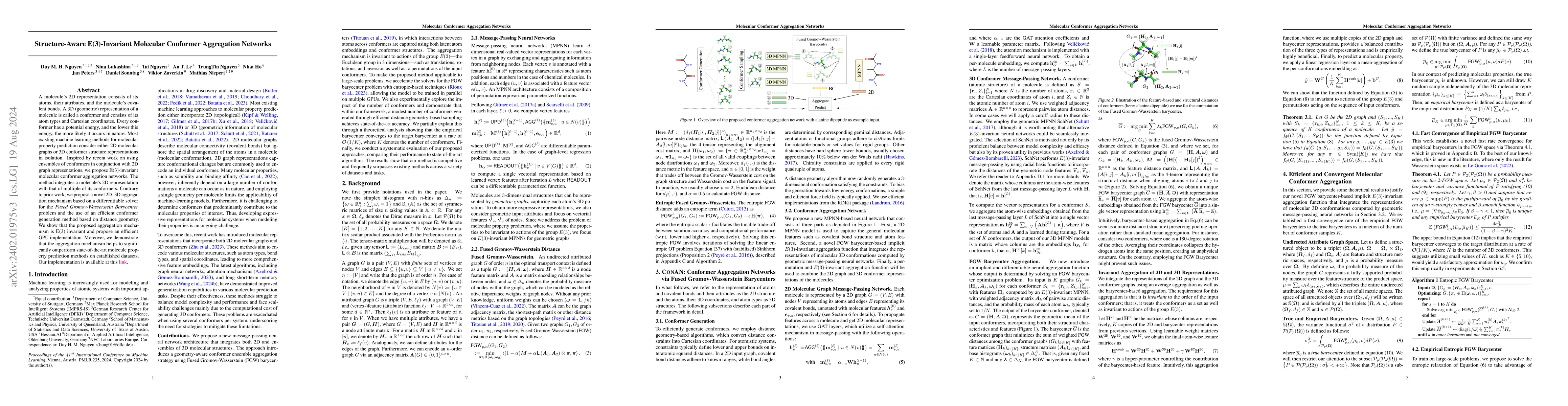 Thumbnail for Structure-Aware E(3)-Invariant Molecular Conformer Aggregation Networks