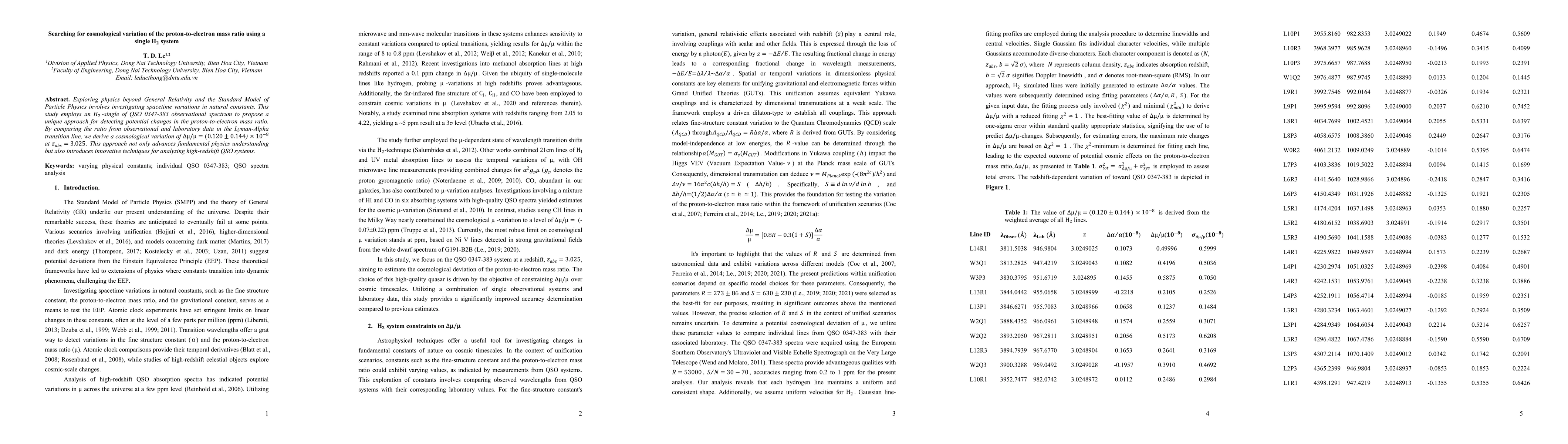 Thumbnail for Searching for cosmological variation of the proton-to-electron mass
  ratio using a single $H_2$ system
