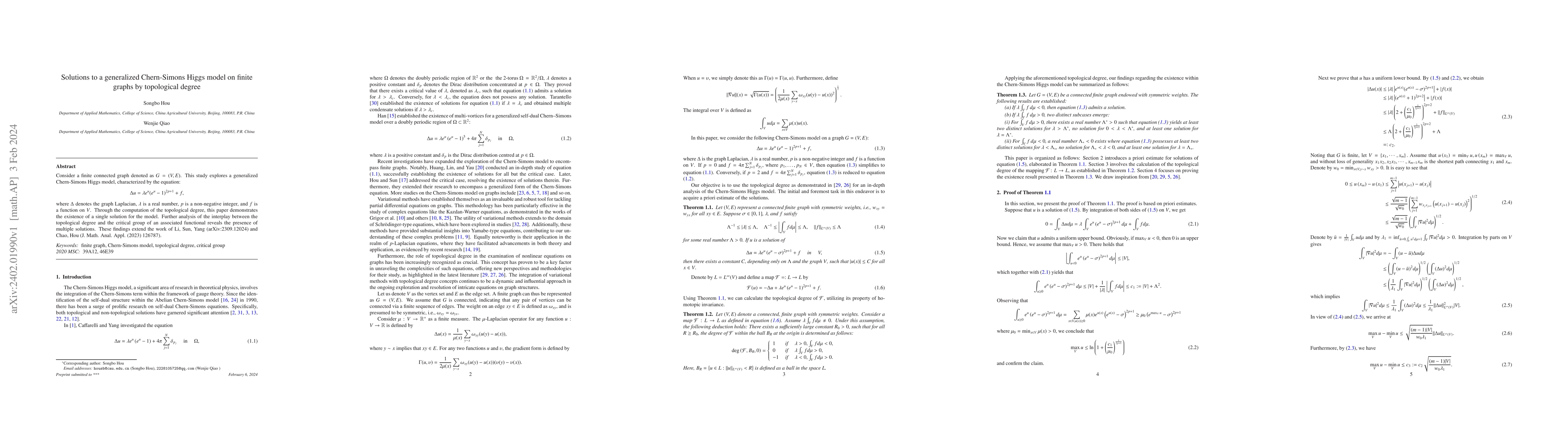 Thumbnail for Solutions to a generalized Chern-Simons Higgs model on finite graphs by
  topological degree
