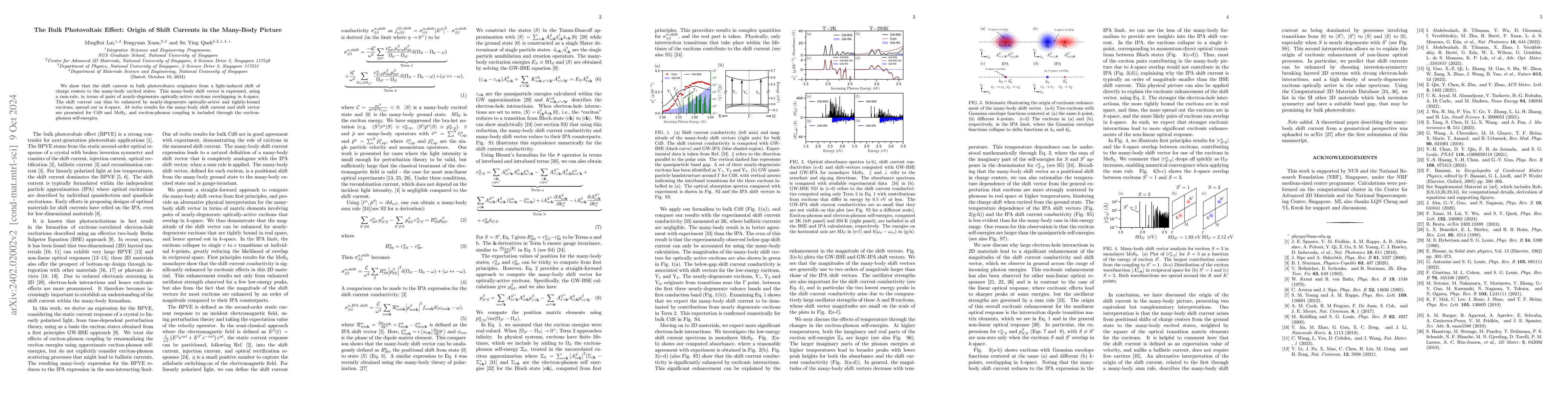 Thumbnail for Bulk Photovoltaics in Nanoscale Systems -- Origin of Shift Currents in
  the Many-Body Picture