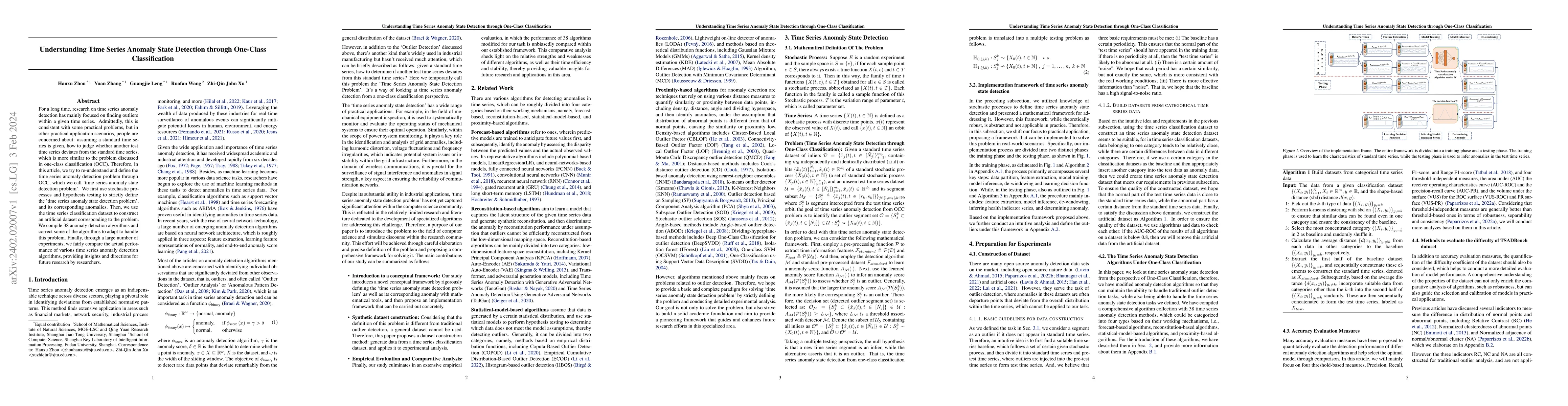 Thumbnail for Understanding Time Series Anomaly State Detection through One-Class
  Classification