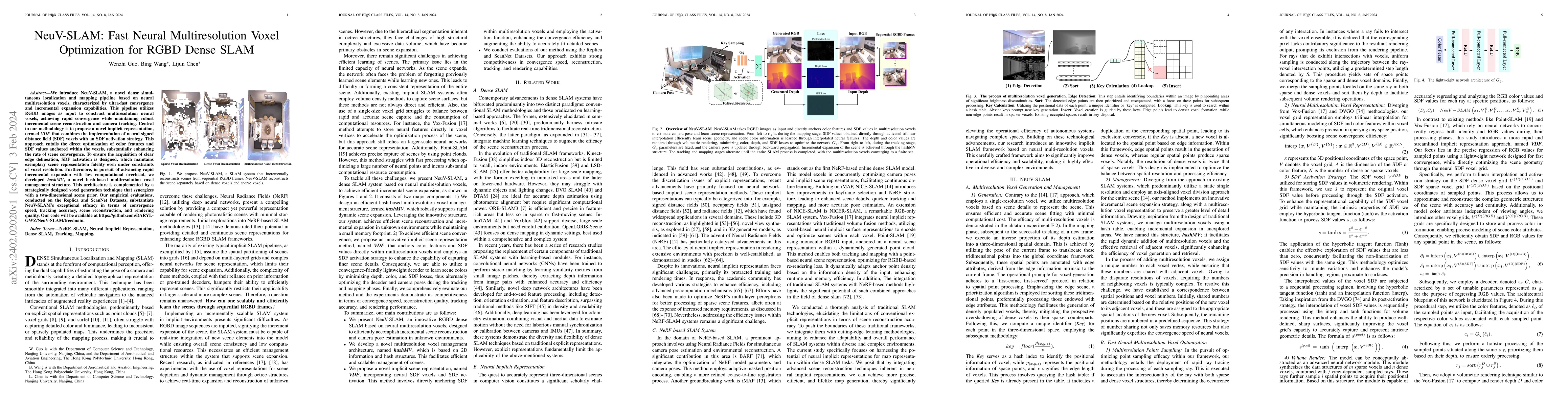 Thumbnail for NeuV-SLAM: Fast Neural Multiresolution Voxel Optimization for RGBD Dense
  SLAM