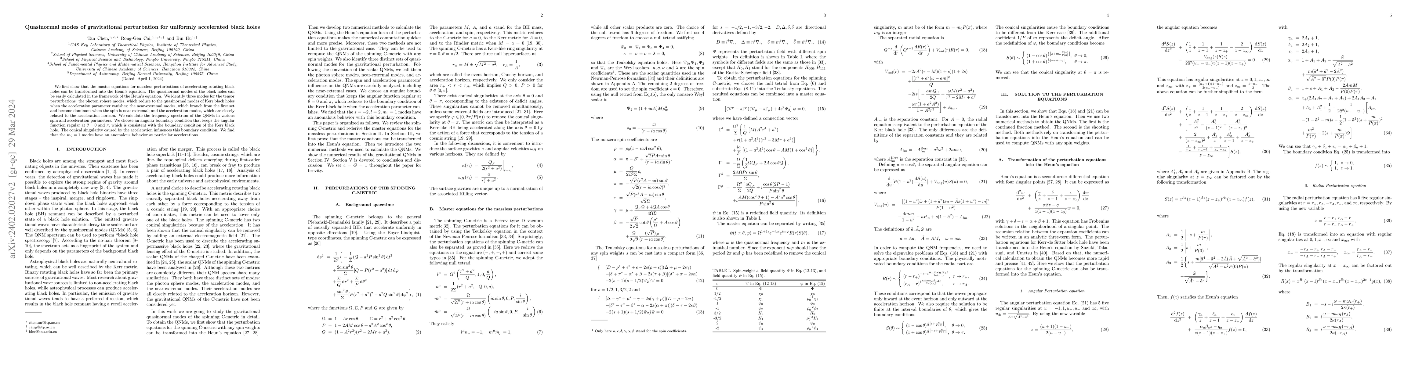 Thumbnail for Quasinormal modes of gravitational perturbation for uniformly
  accelerated black holes