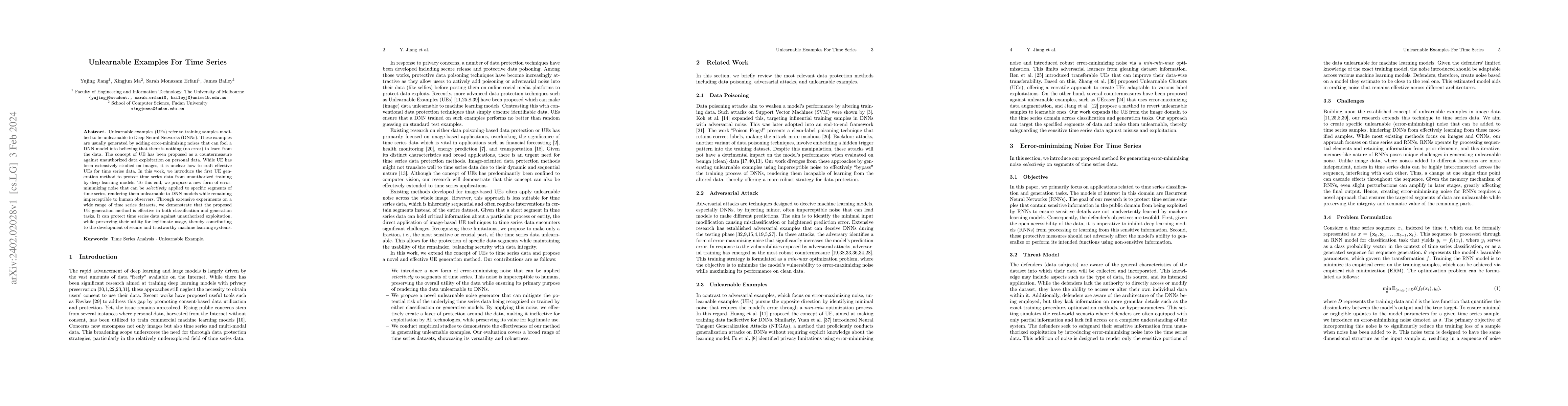 Thumbnail for Unlearnable Examples For Time Series