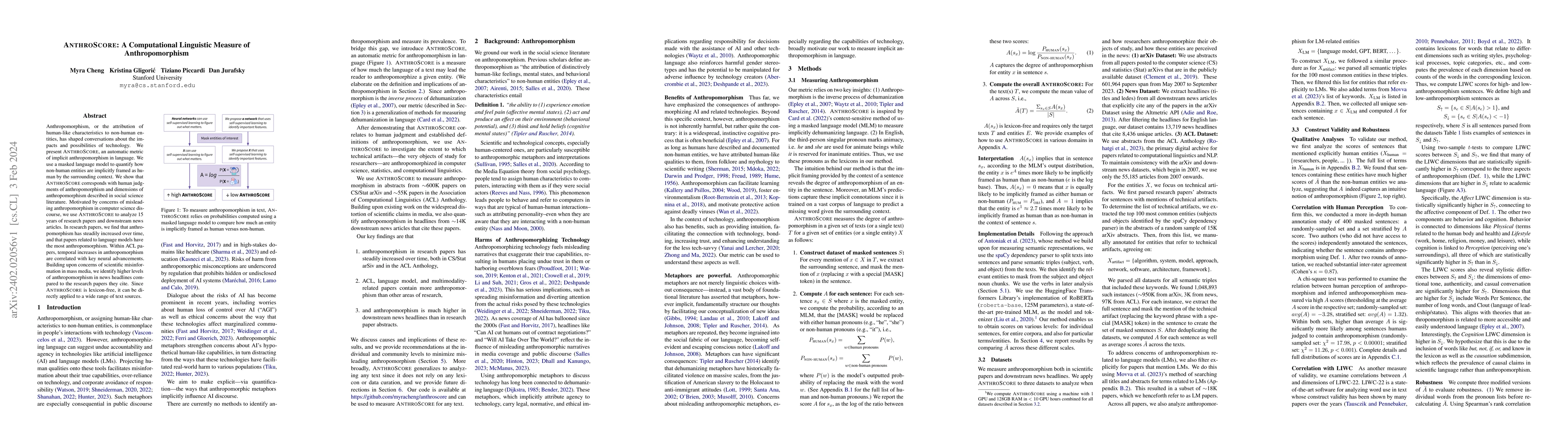 Thumbnail for AnthroScore: A Computational Linguistic Measure of Anthropomorphism