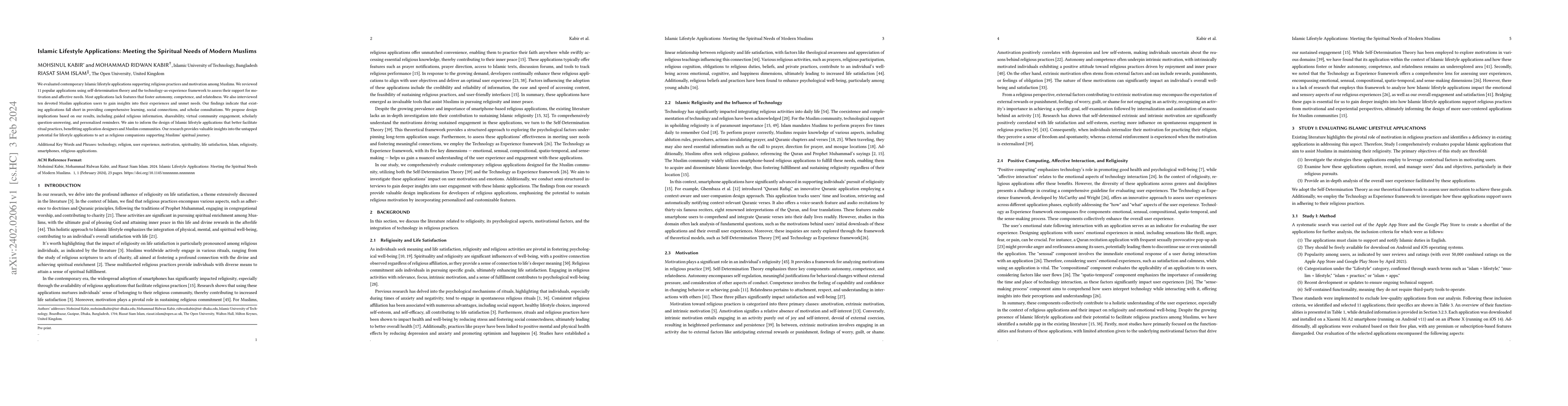 Thumbnail for Islamic Lifestyle Applications: Meeting the Spiritual Needs of Modern
  Muslims