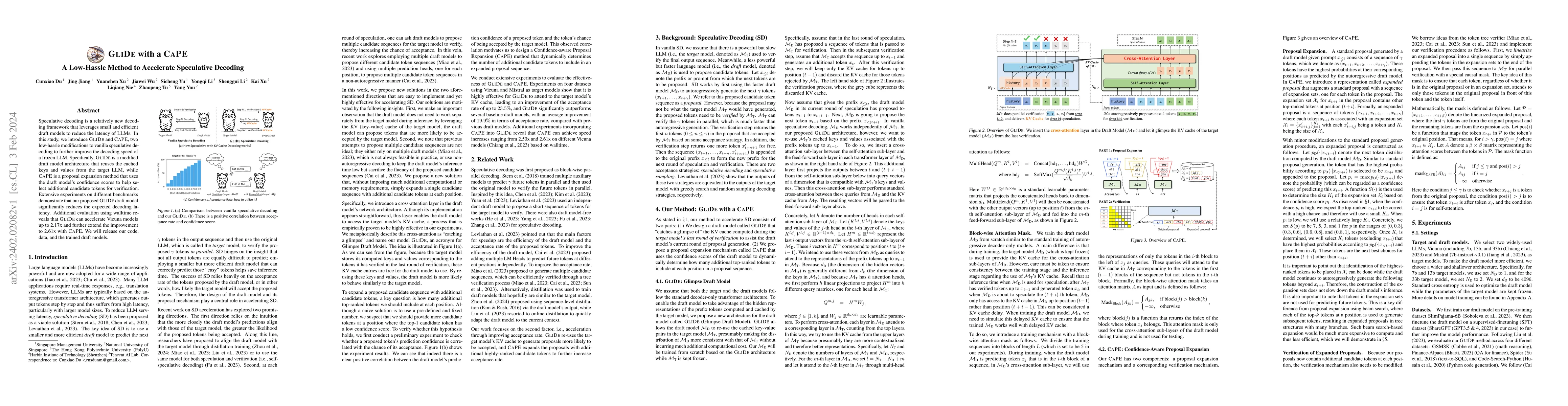 Thumbnail for GliDe with a CaPE: A Low-Hassle Method to Accelerate Speculative
  Decoding