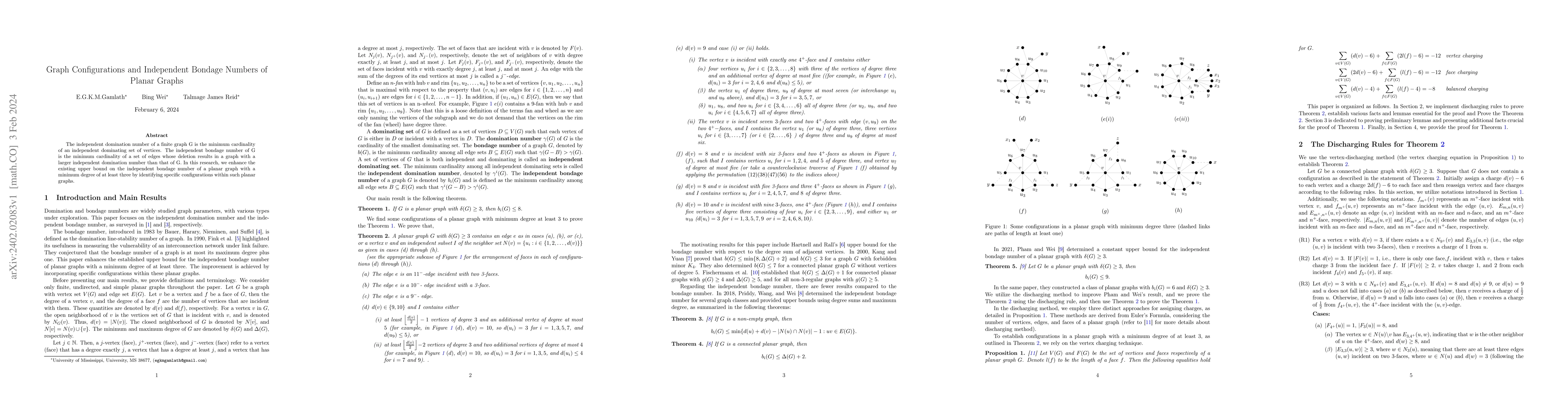 Thumbnail for Graph Configurations and Independent Bondage Numbers of Planar Graphs