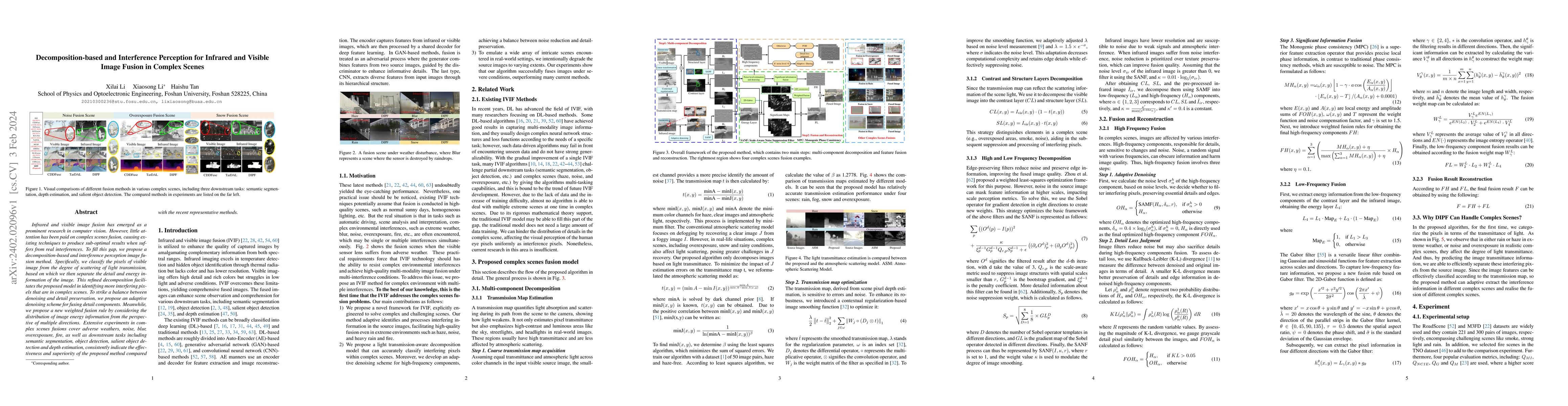Thumbnail for Decomposition-based and Interference Perception for Infrared and Visible
  Image Fusion in Complex Scenes