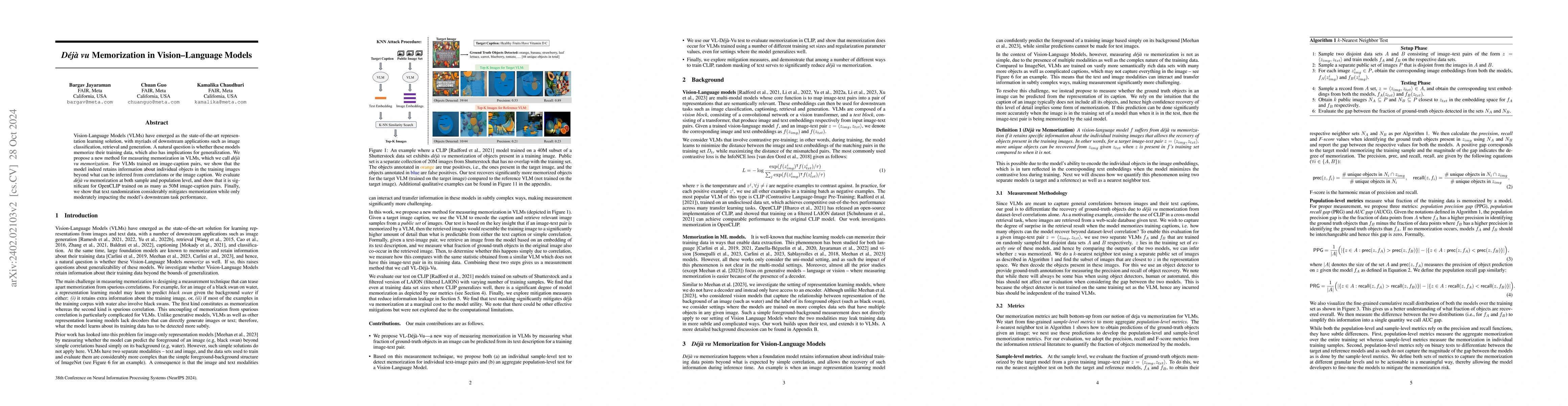 Thumbnail for D\'ej\`a Vu Memorization in Vision-Language Models
