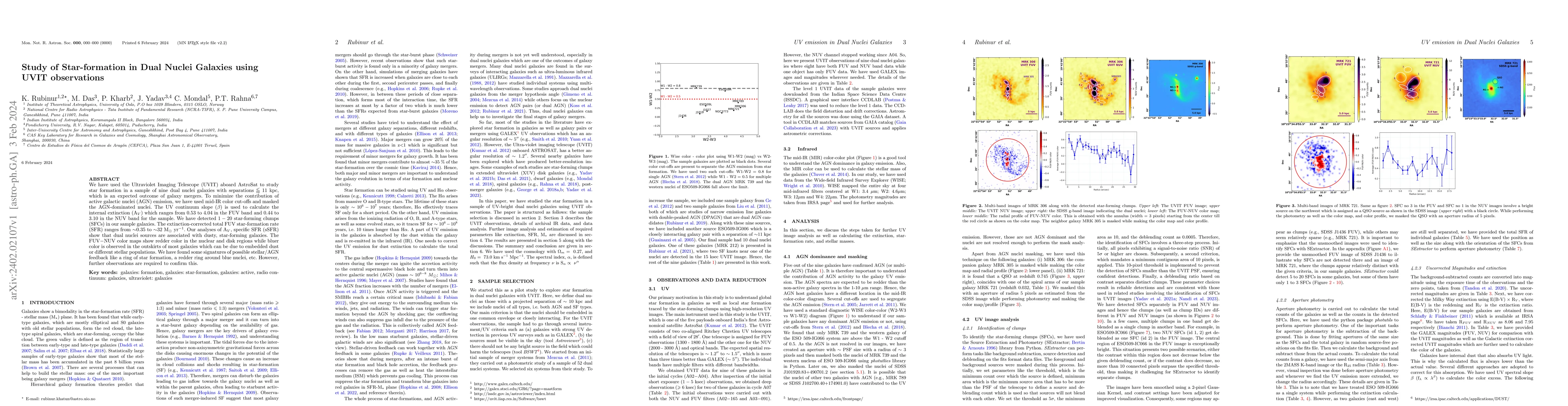 Thumbnail for Study of Star-formation in Dual Nuclei Galaxies using UVIT observations