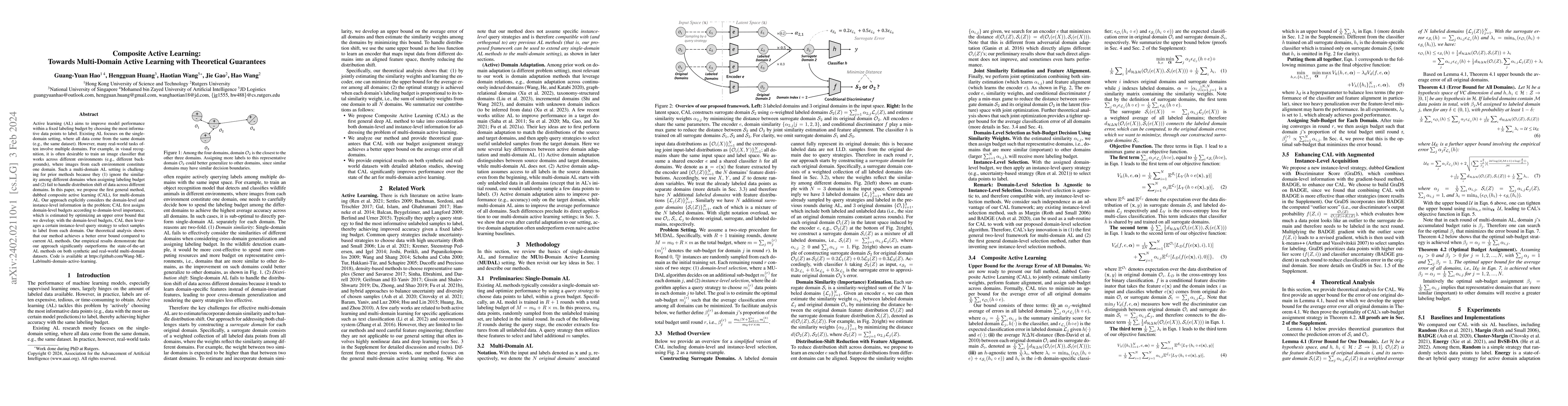 Thumbnail for Composite Active Learning: Towards Multi-Domain Active Learning with
  Theoretical Guarantees