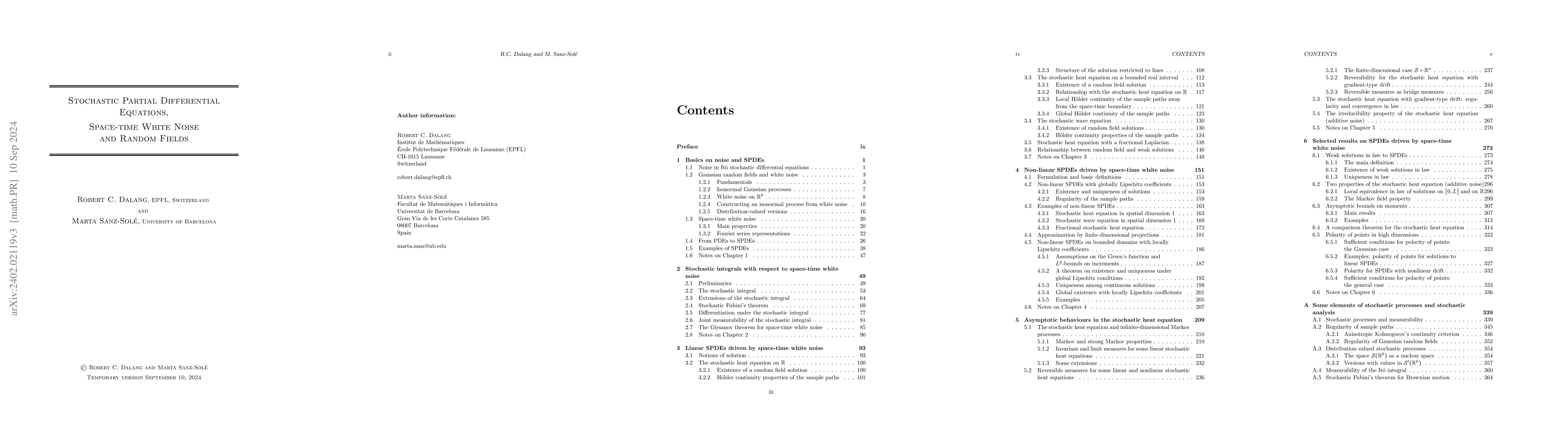 Thumbnail for Stochastic Partial Differential Equations, Space-time White Noise and
  Random Fields