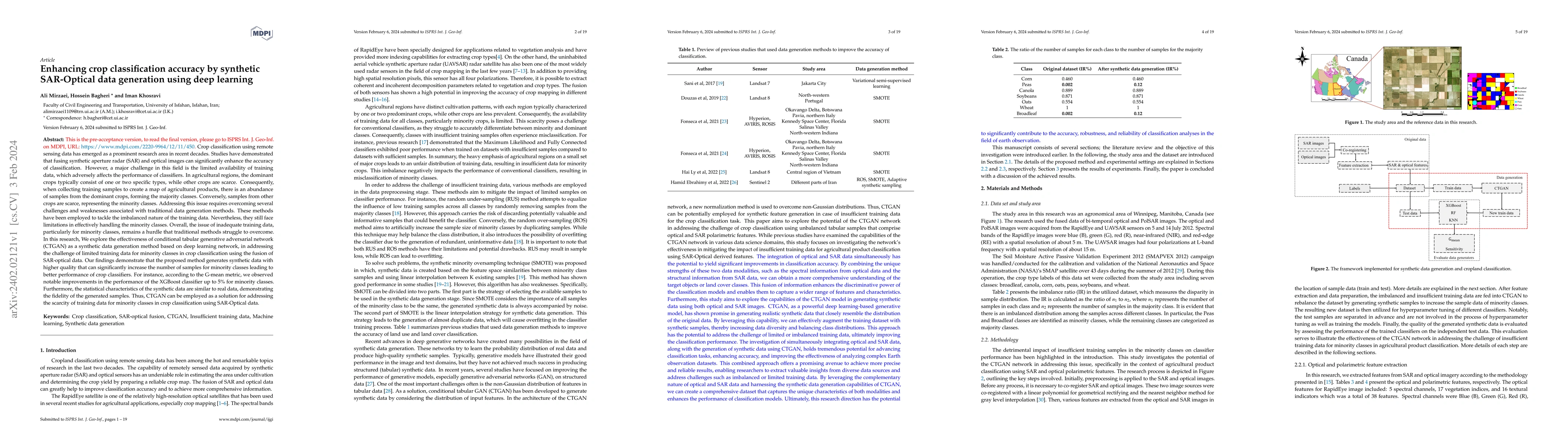 Thumbnail for Enhancing crop classification accuracy by synthetic SAR-Optical data
  generation using deep learning