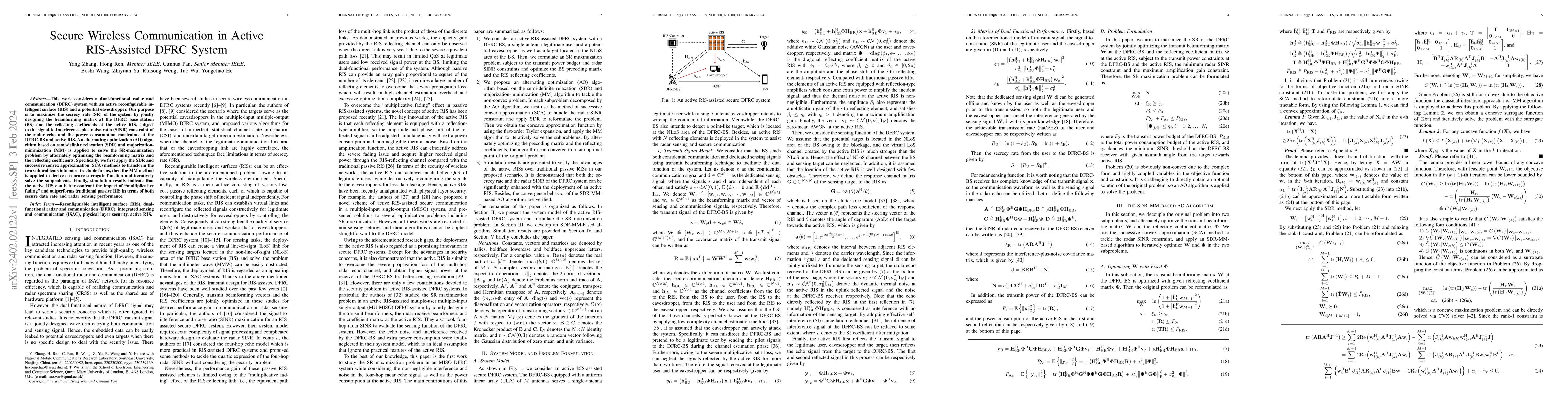 Thumbnail for Secure Wireless Communication in Active RIS-Assisted DFRC System