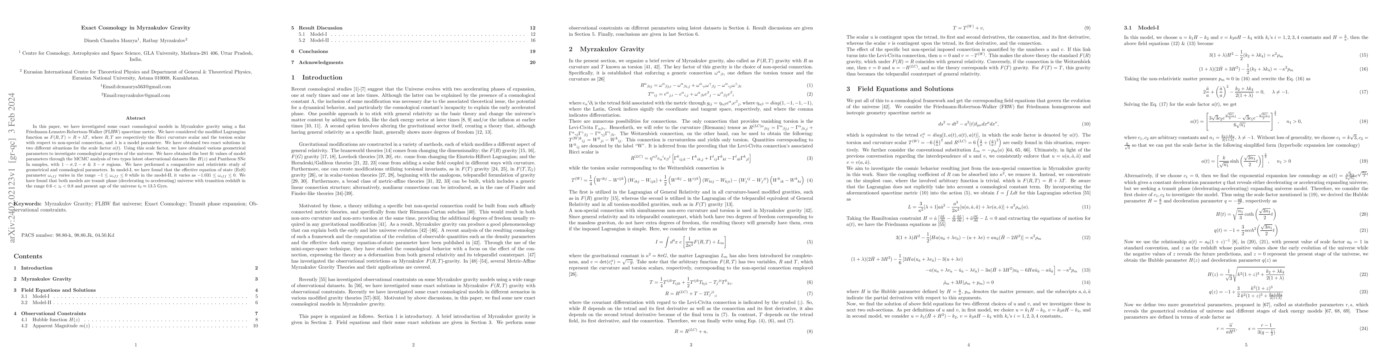 Thumbnail for Exact Cosmology in Myrzakulov Gravity