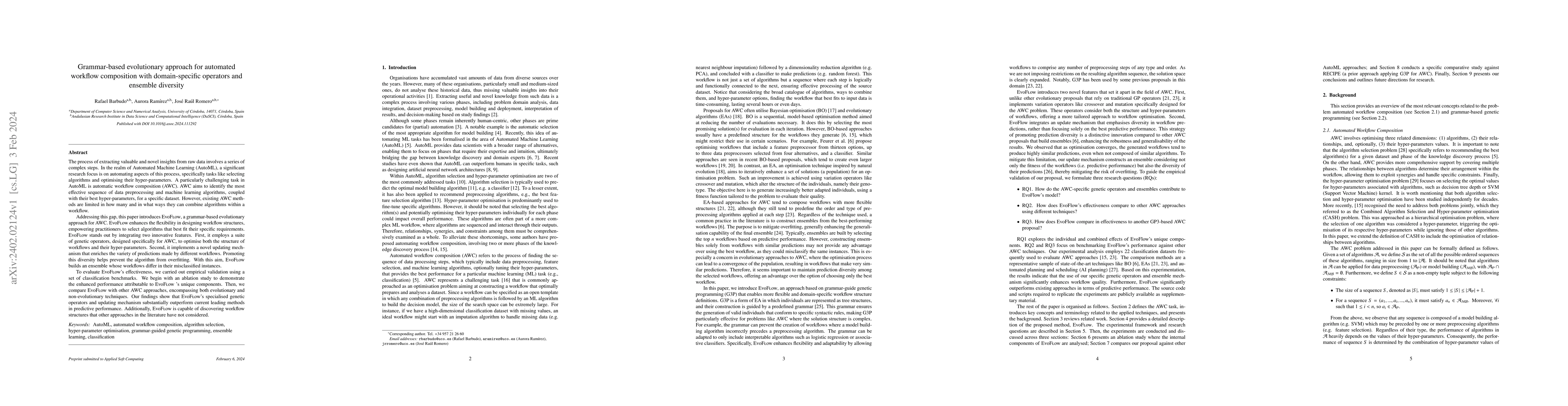 Thumbnail for Grammar-based evolutionary approach for automated workflow composition
  with domain-specific operators and ensemble diversity