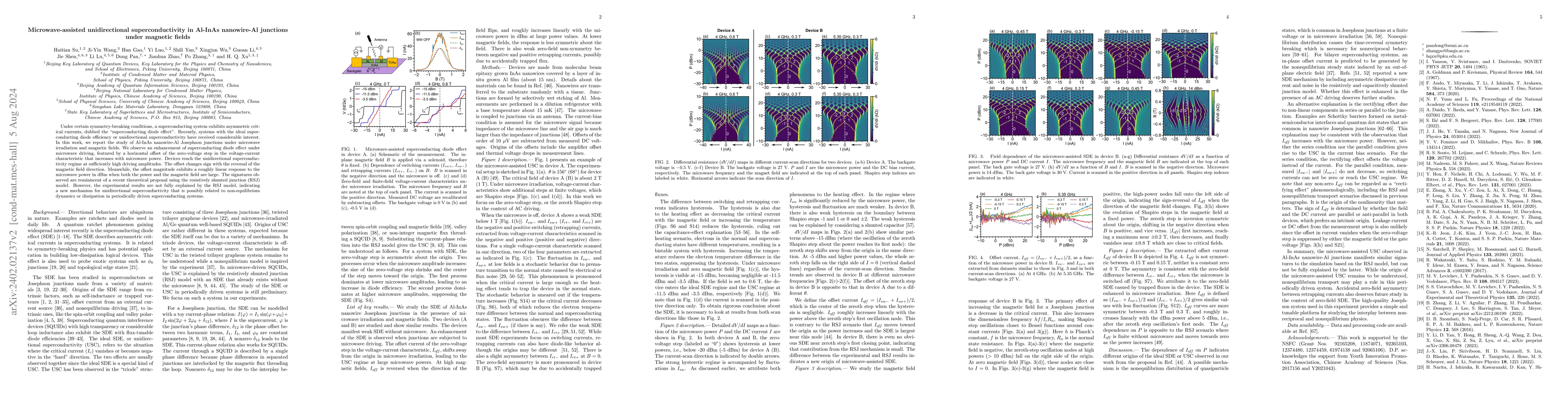 Thumbnail for Microwave-assisted unidirectional superconductivity in Al-InAs
  nanowire-Al junctions under magnetic fields