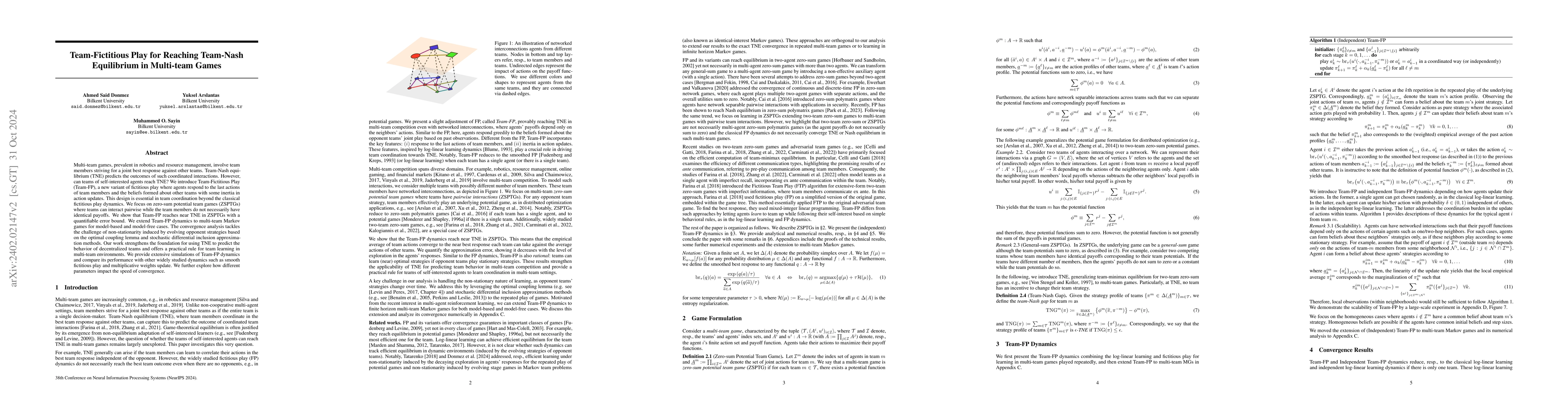 Thumbnail for Team Collaboration vs Competition: New Fictitious Play Dynamics for
  Multi-team Zero-Sum Games