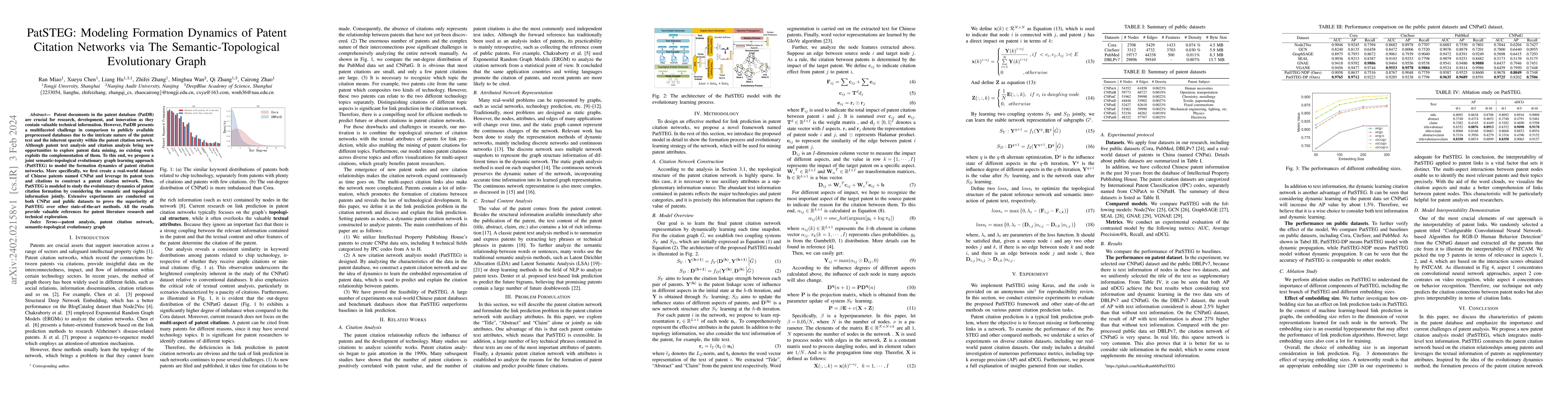 Thumbnail for PatSTEG: Modeling Formation Dynamics of Patent Citation Networks via The
  Semantic-Topological Evolutionary Graph