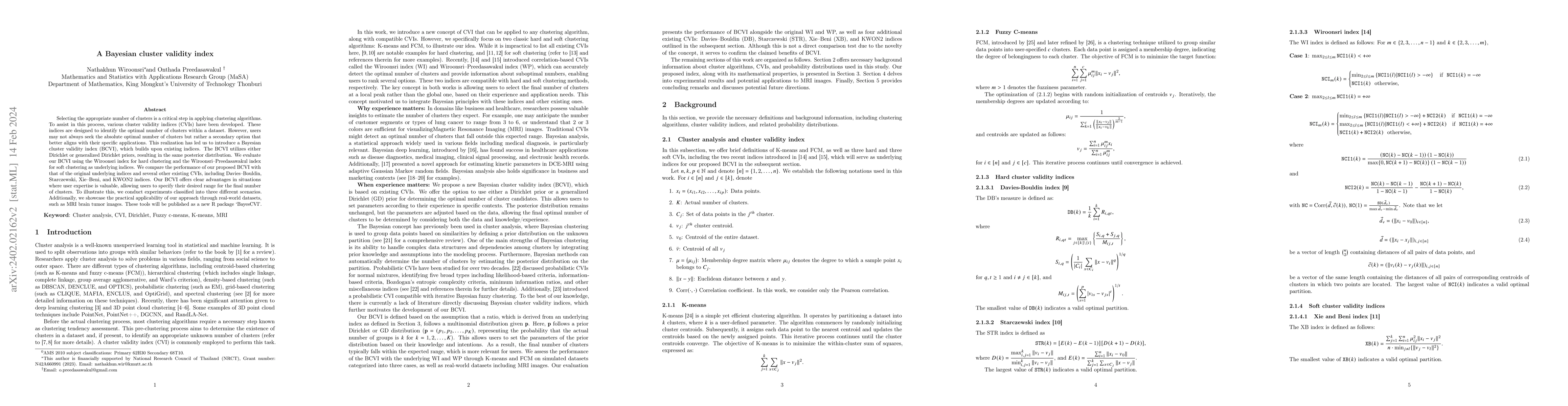 Thumbnail for A Bayesian cluster validity index