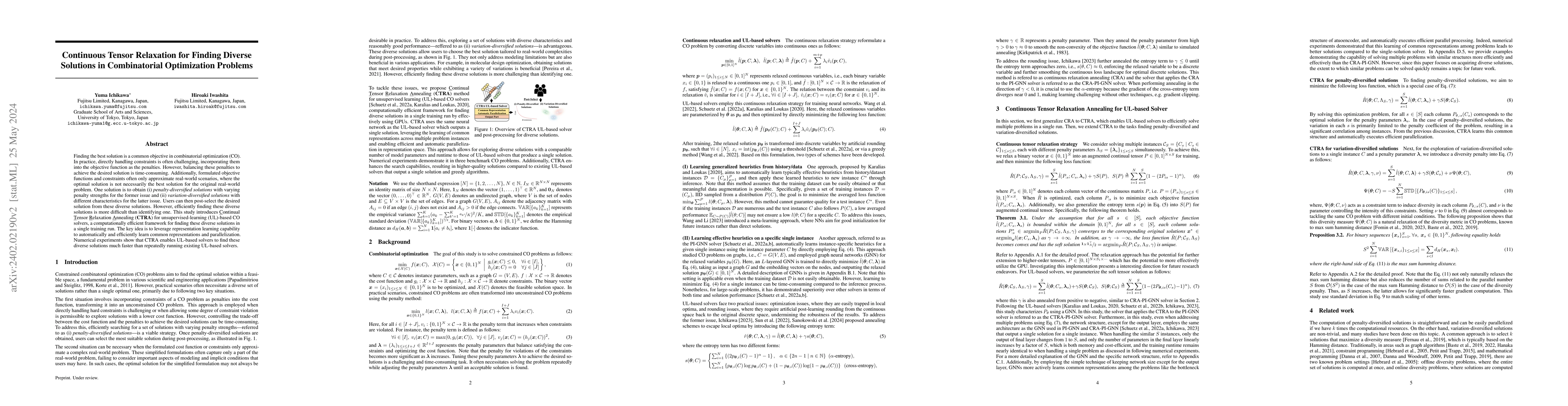 Thumbnail for Continuous Tensor Relaxation for Finding Diverse Solutions in
  Combinatorial Optimization Problems