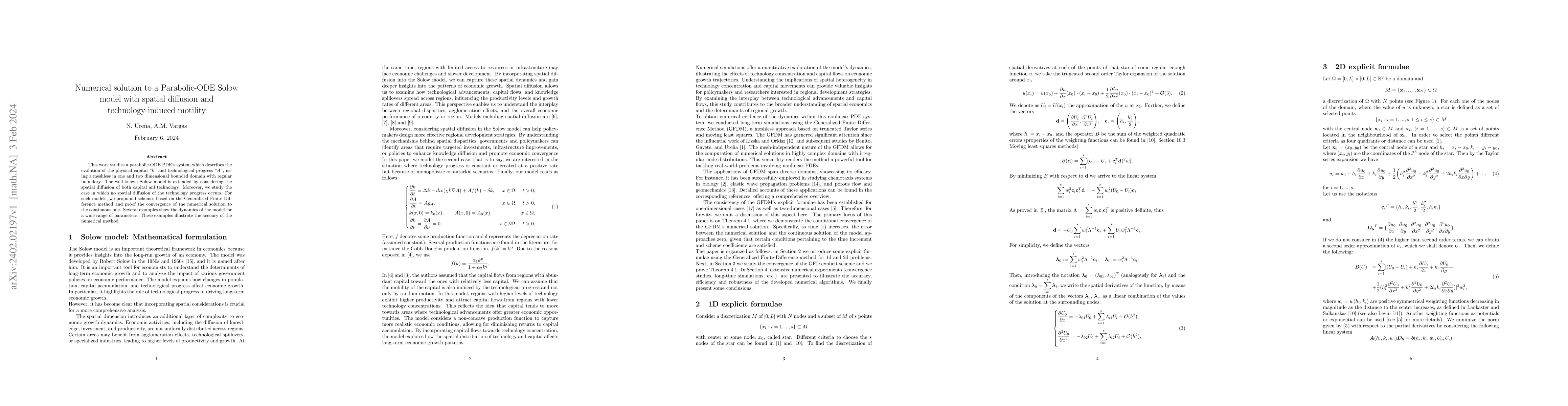 Thumbnail for Numerical solution to a Parabolic-ODE Solow model with spatial diffusion
  and technology-induced motility