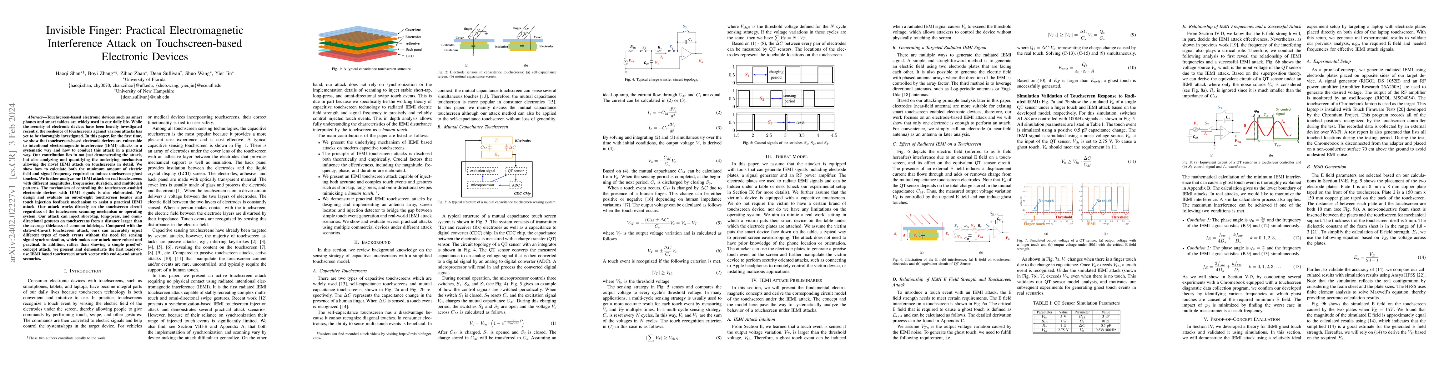 Thumbnail for Invisible Finger: Practical Electromagnetic Interference Attack on
  Touchscreen-based Electronic Devices