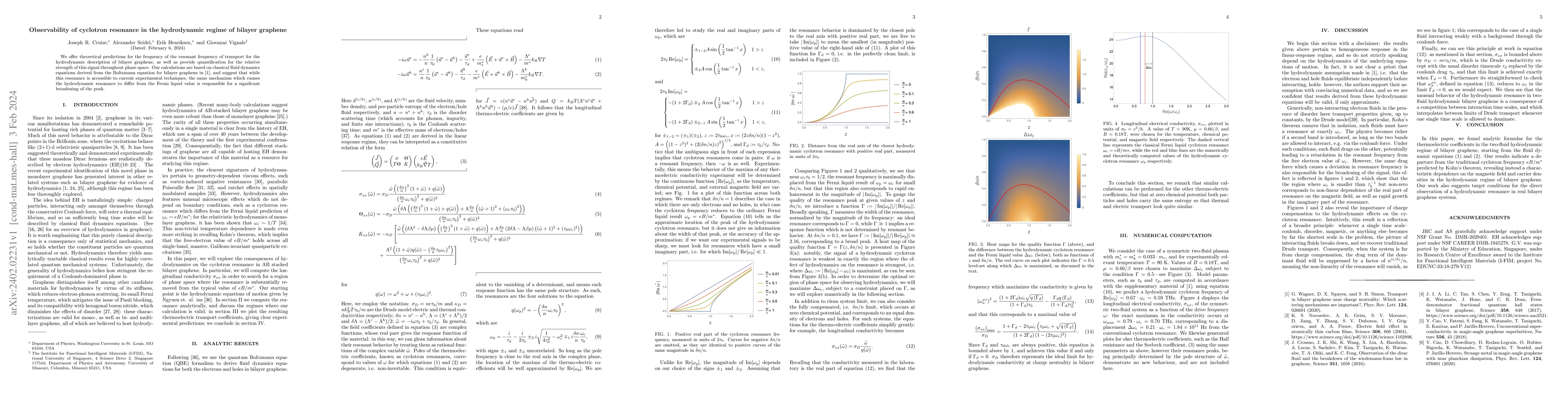 Thumbnail for Observability of cyclotron resonance in the hydrodynamic regime of
  bilayer graphene