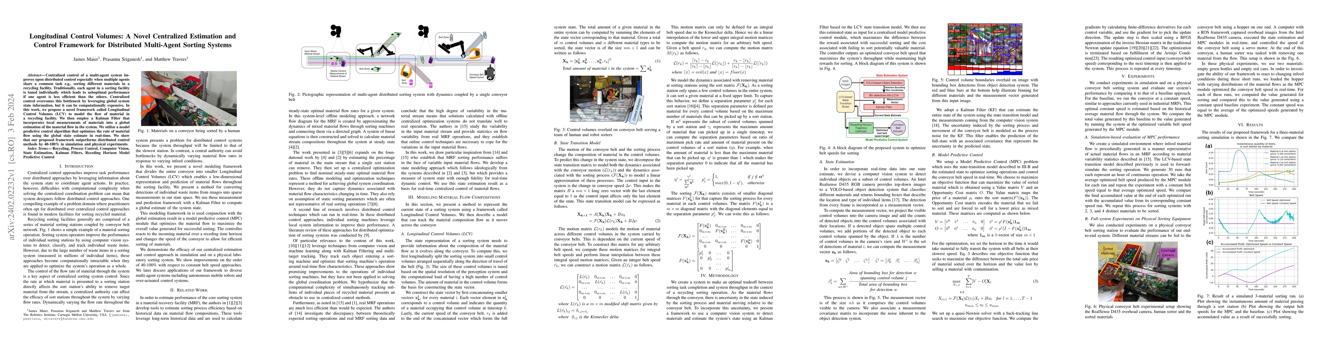 Thumbnail for Longitudinal Control Volumes: A Novel Centralized Estimation and Control
  Framework for Distributed Multi-Agent Sorting Systems
