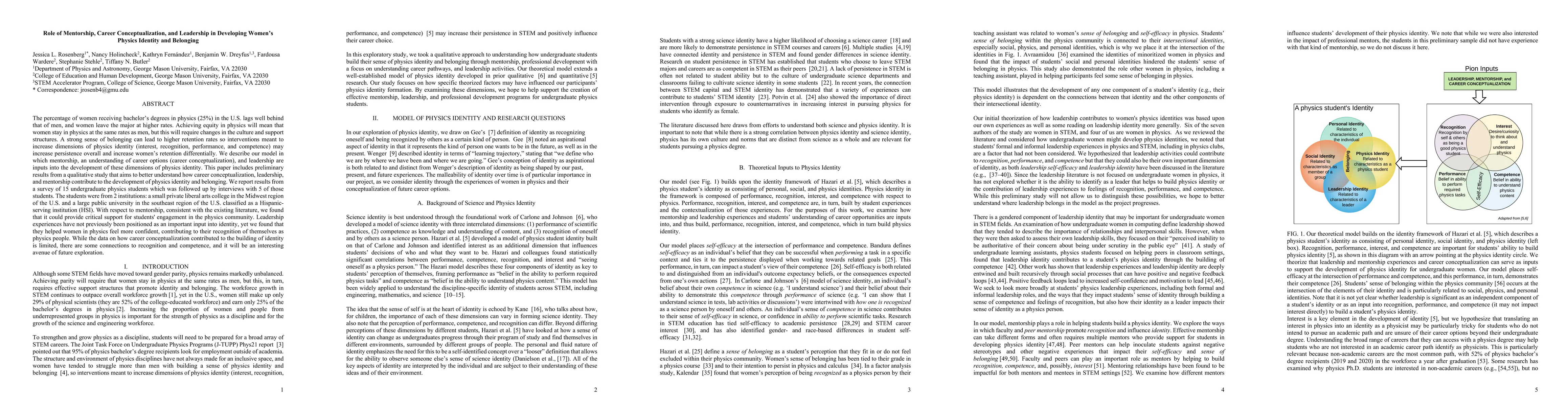 Thumbnail for Role of Mentorship, Career Conceptualization, and Leadership in
  Developing Women's Physics Identity and Belonging