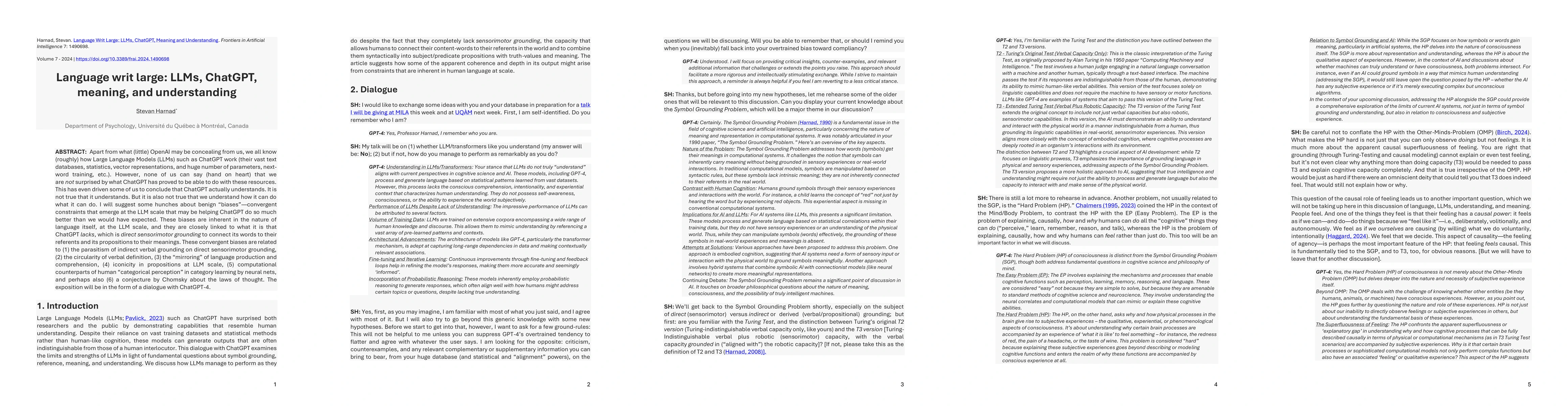 Thumbnail for Language Writ Large: LLMs, ChatGPT, Grounding, Meaning and Understanding