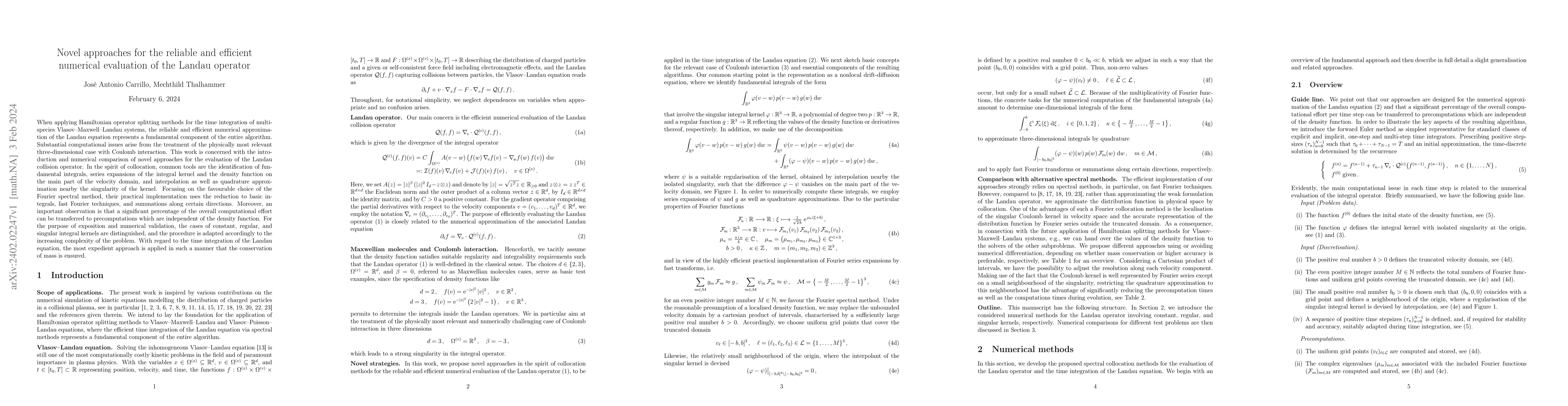 Thumbnail for Novel approaches for the reliable and efficient numerical evaluation of
  the Landau operator