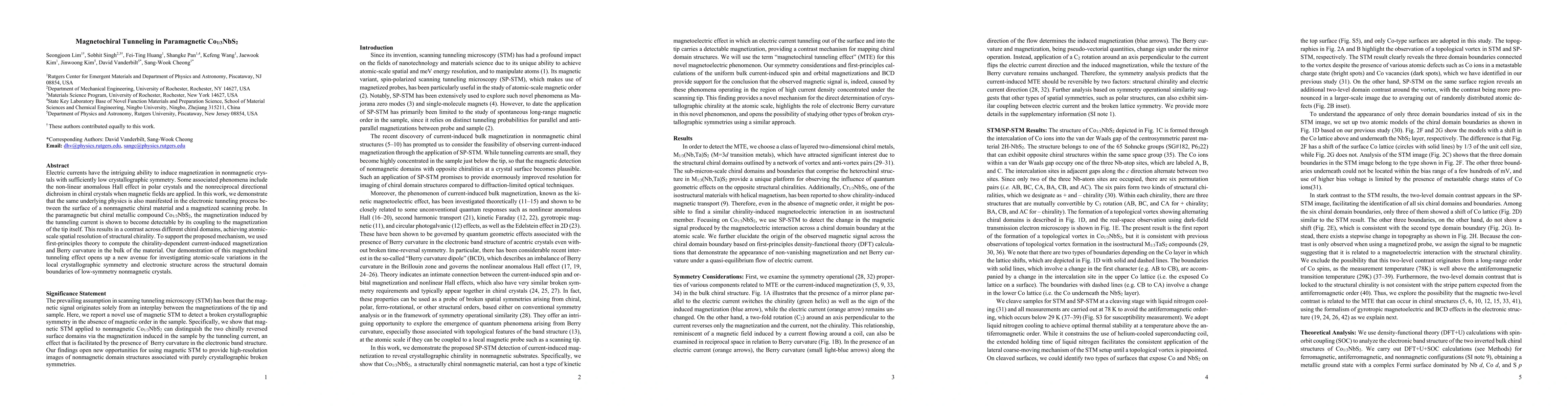 Thumbnail for Magnetochiral Tunneling in Paramagnetic Co$_{1/3}$NbS$_2$