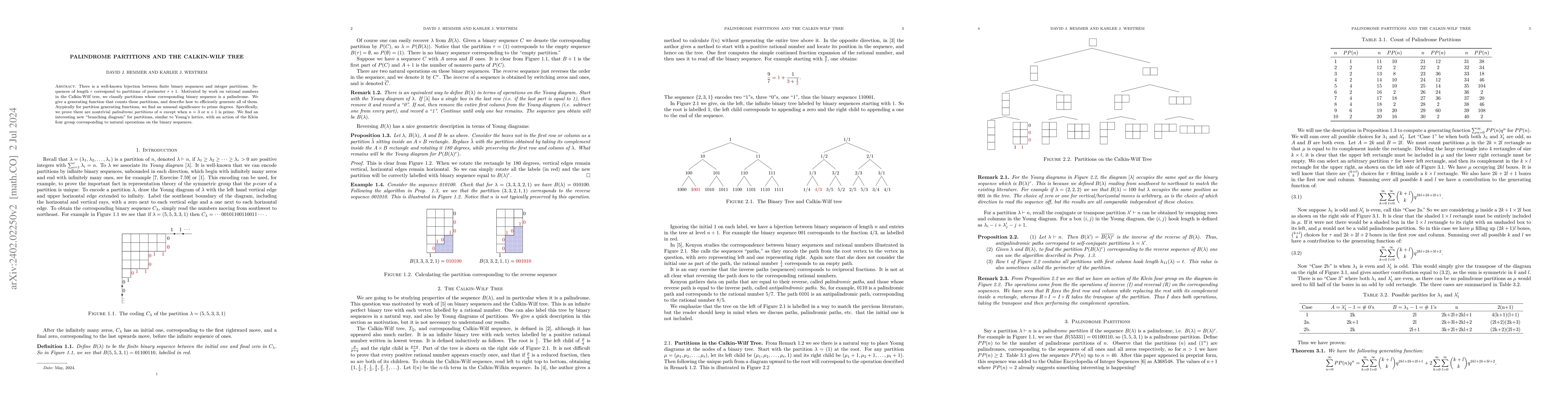 Thumbnail for Palindrome Partitions and the Calkin-Wilf Tree