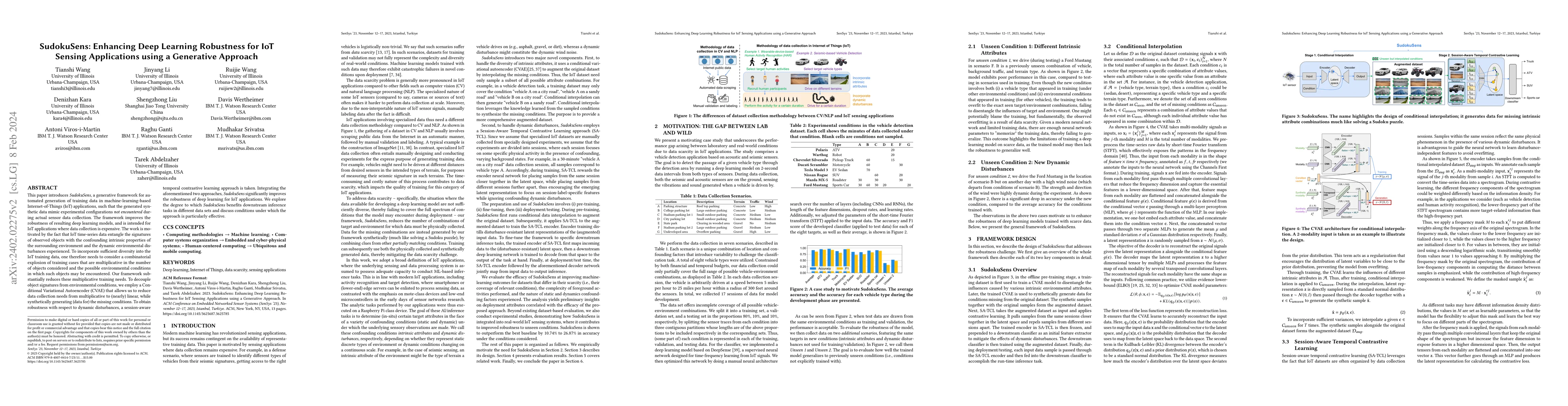Thumbnail for SudokuSens: Enhancing Deep Learning Robustness for IoT Sensing
  Applications using a Generative Approach