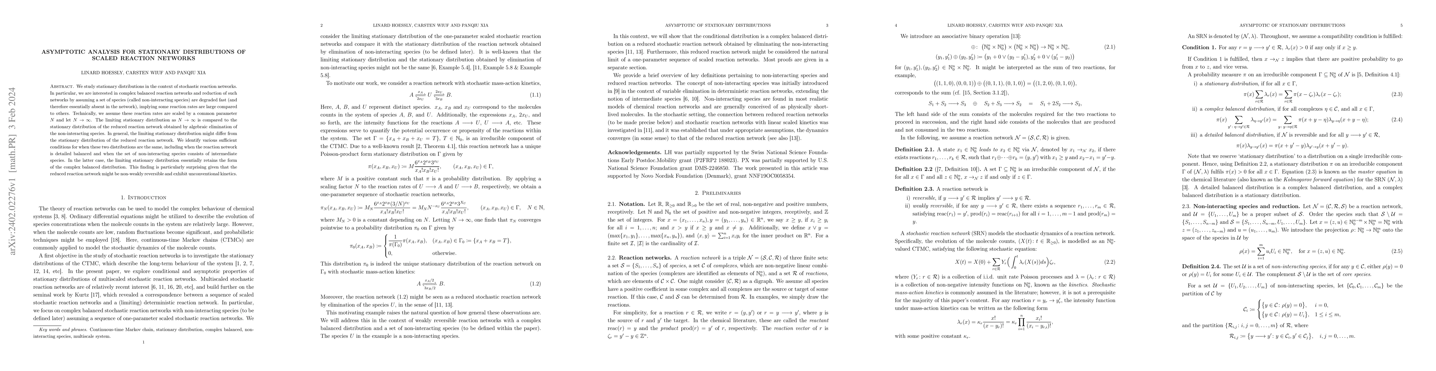 Thumbnail for Asymptotic analysis for stationary distributions of scaled reaction
  networks