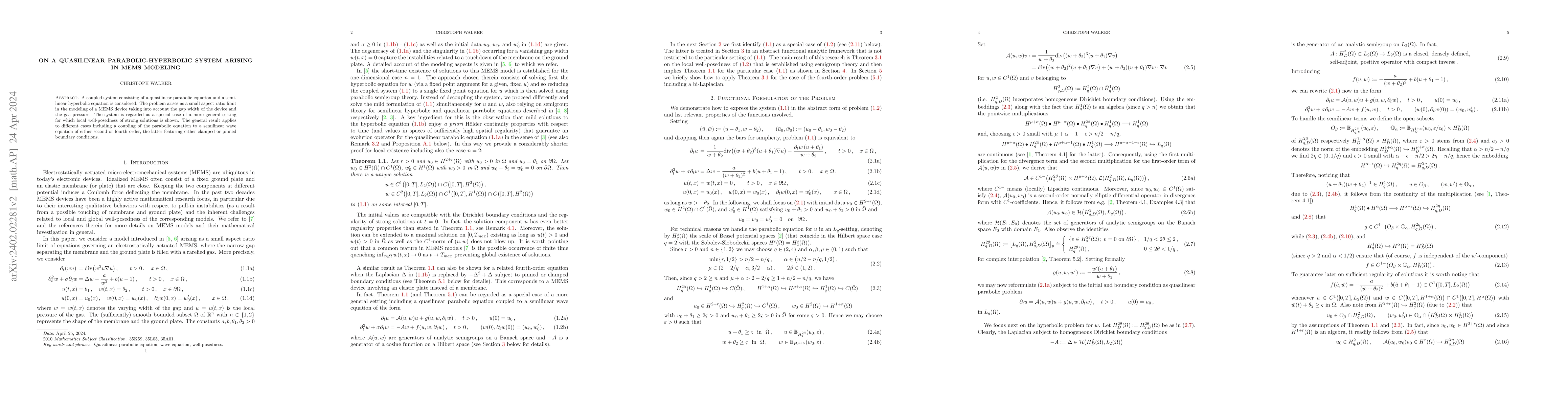 Thumbnail for On a Quasilinear Parabolic-Hyperbolic System Arising in MEMS Modeling