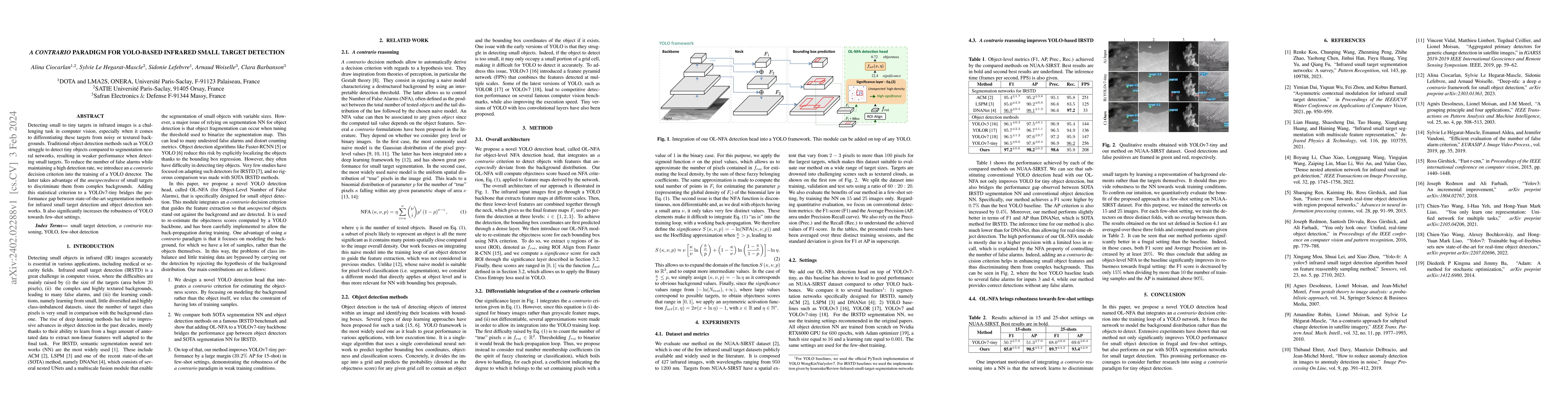 Thumbnail for $\textit{A Contrario}$ Paradigm for YOLO-based Infrared Small Target
  Detection