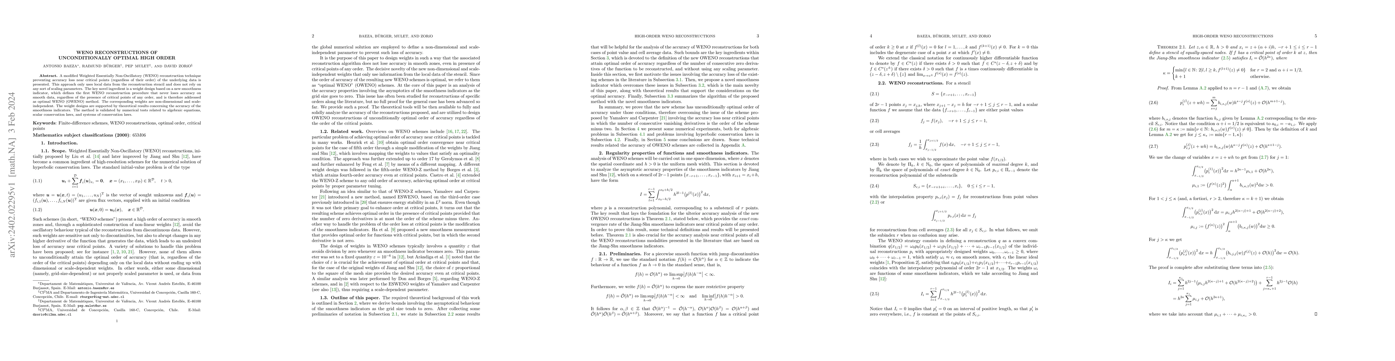 Thumbnail for WENO reconstructions of unconditionally optimal high order