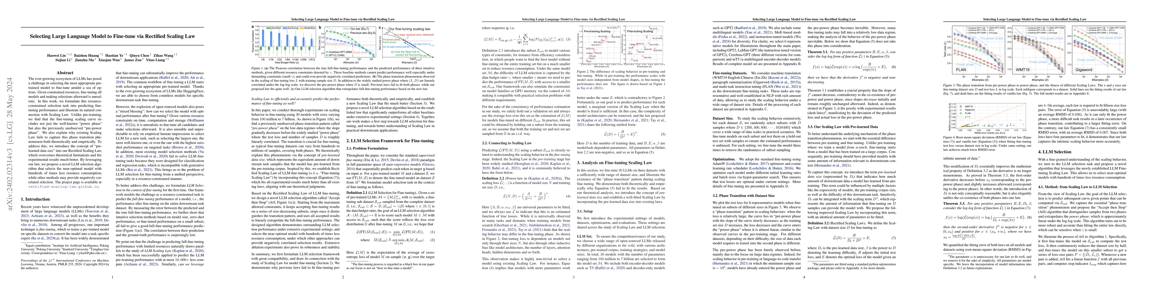 Thumbnail for Selecting Large Language Model to Fine-tune via Rectified Scaling Law
