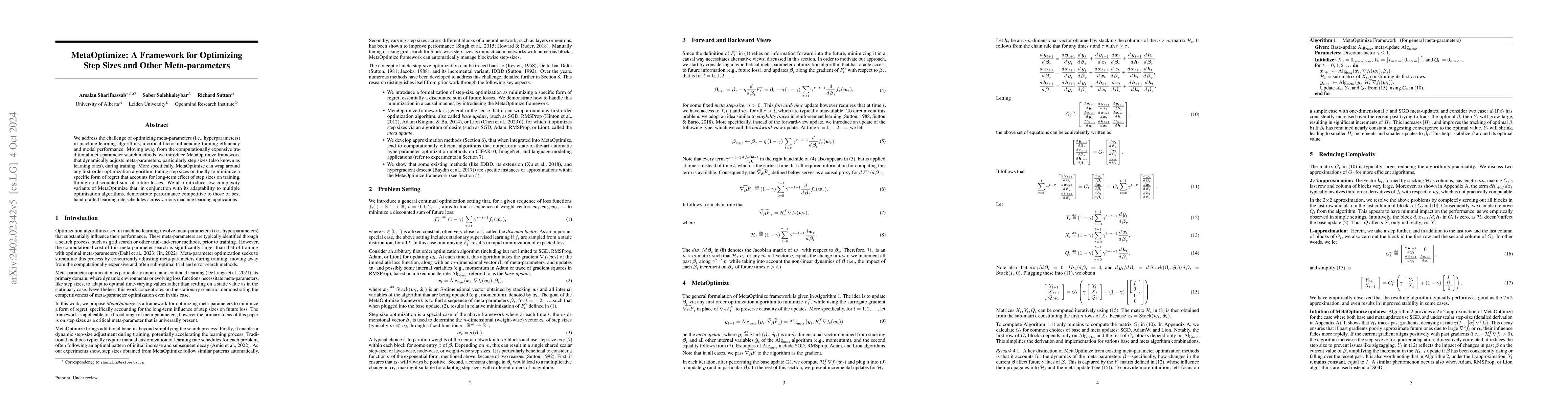Thumbnail for MetaOptimize: A Framework for Optimizing Step Sizes and Other
  Meta-parameters