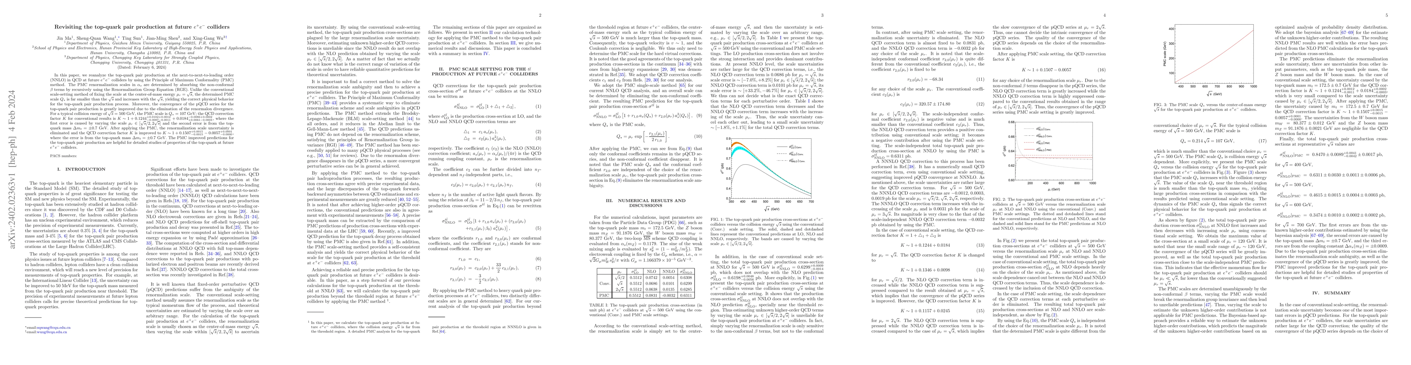 Thumbnail for Revisiting the top-quark pair production at future $e^+e^-$ colliders