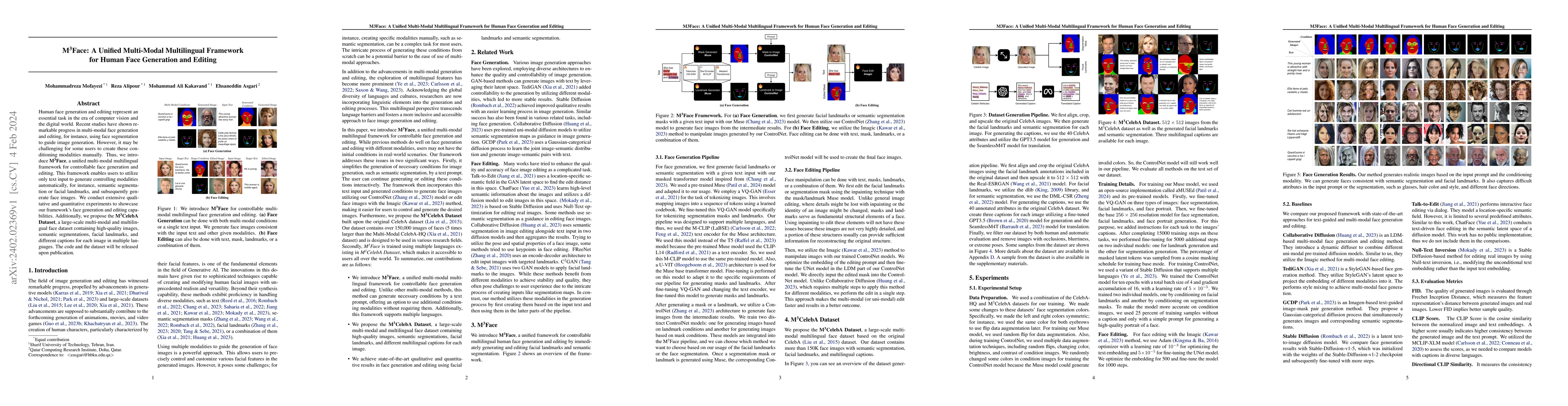 Thumbnail for M$^3$Face: A Unified Multi-Modal Multilingual Framework for Human Face
  Generation and Editing
