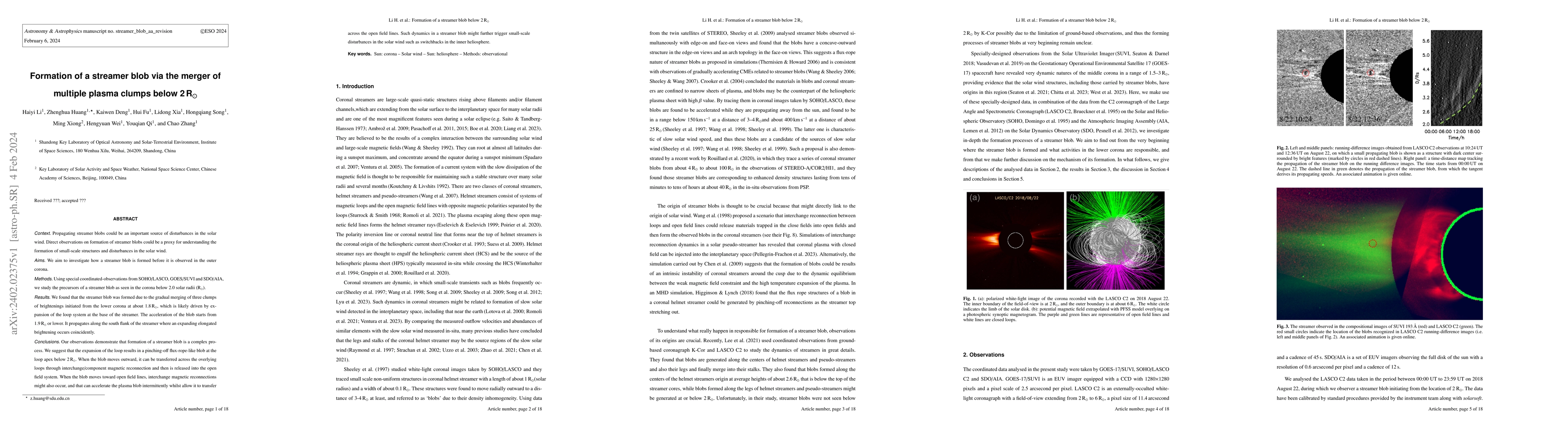 Thumbnail for Formation of a streamer blob via the merger of multiple plasma clumps
  below 2Rs