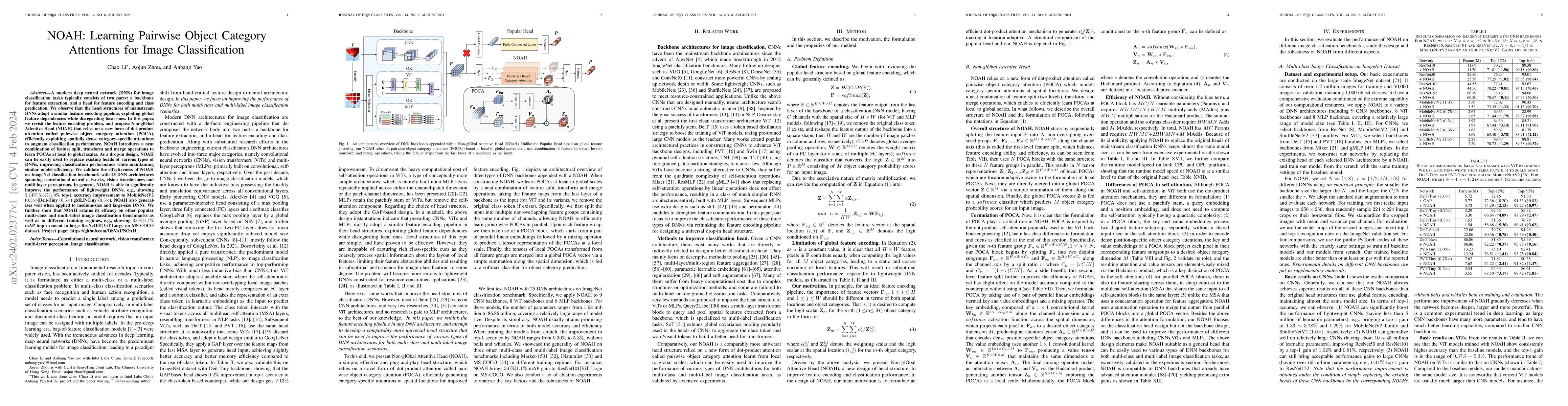 Thumbnail for NOAH: Learning Pairwise Object Category Attentions for Image
  Classification